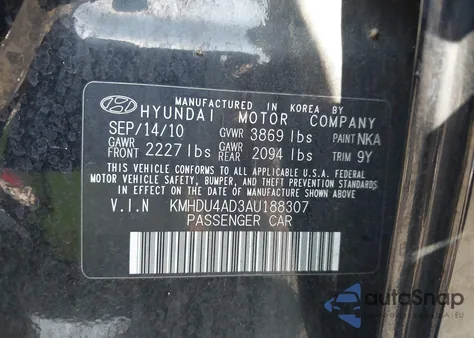 2010 Hyundai Elantra Gls from USA, damaged, VIN KMHDU4AD3AU188307